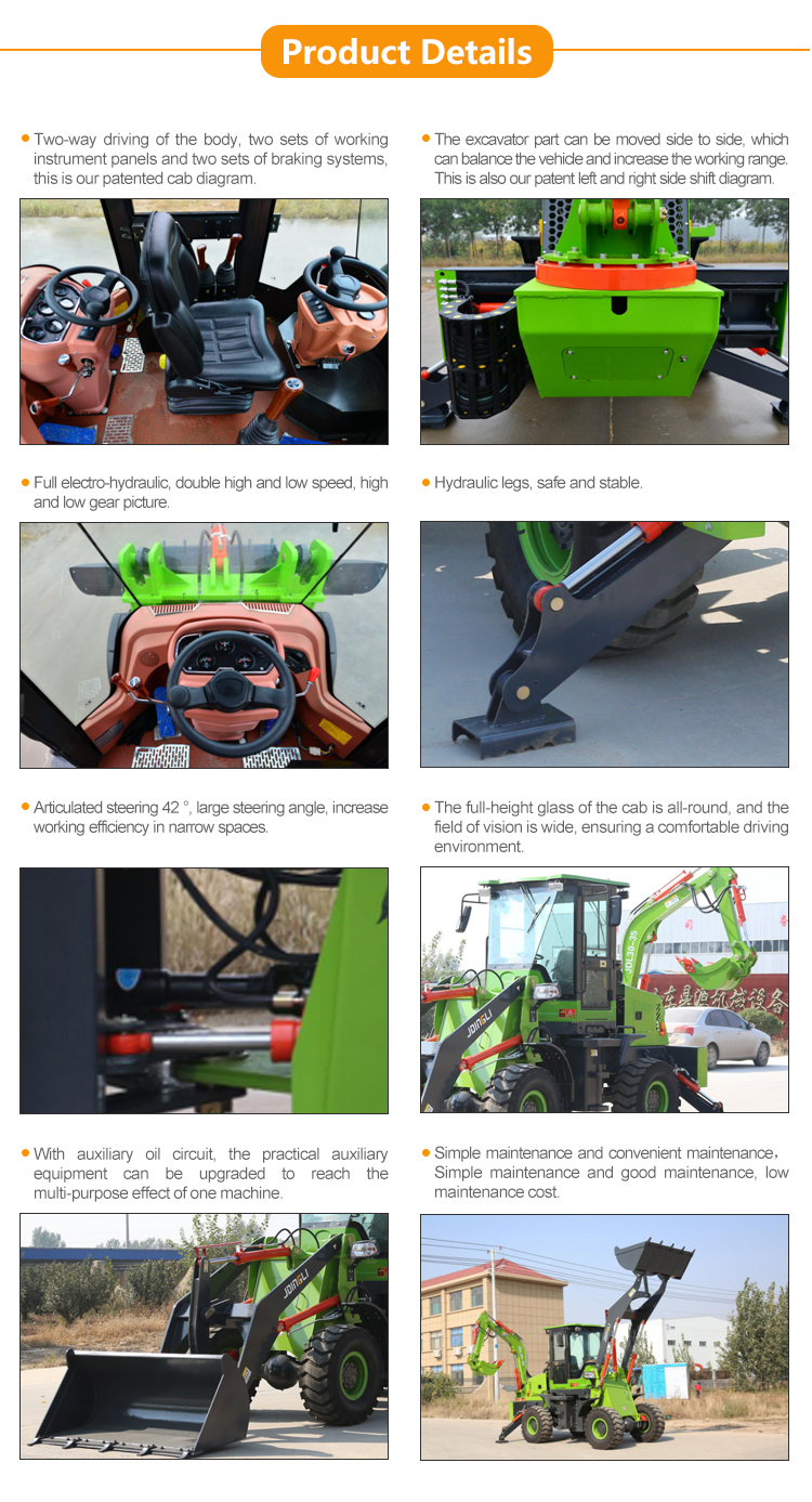 Mini excavator backhoe mini cargadora wheel backhoe loader Retroescabadoras
