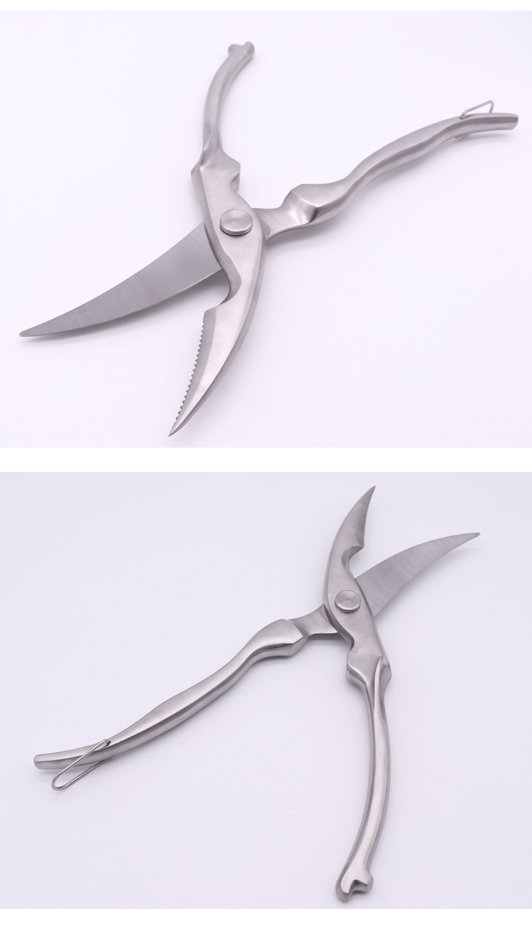 silver manual heavy duty chicken bone poultry strong cutter all stainless steel multi household kitchen scissors