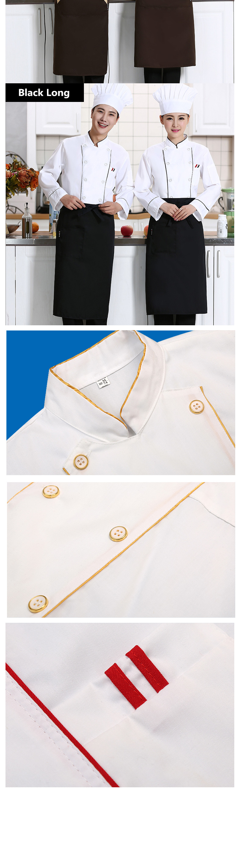 Man Woman Restaurant Bakery BBQ Jacket Kitchen Cook Uniforms Breathable Chef Apron Work Clothes custom