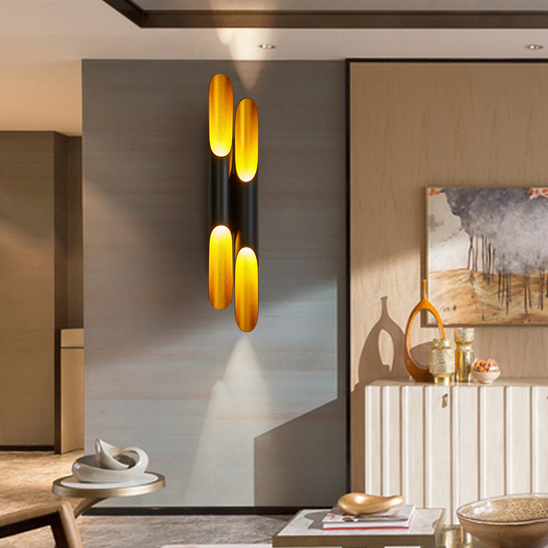 Post-modern Nordic creative living room background bedroom bedside aisle wall lamp bar double head industrial wall lamp
