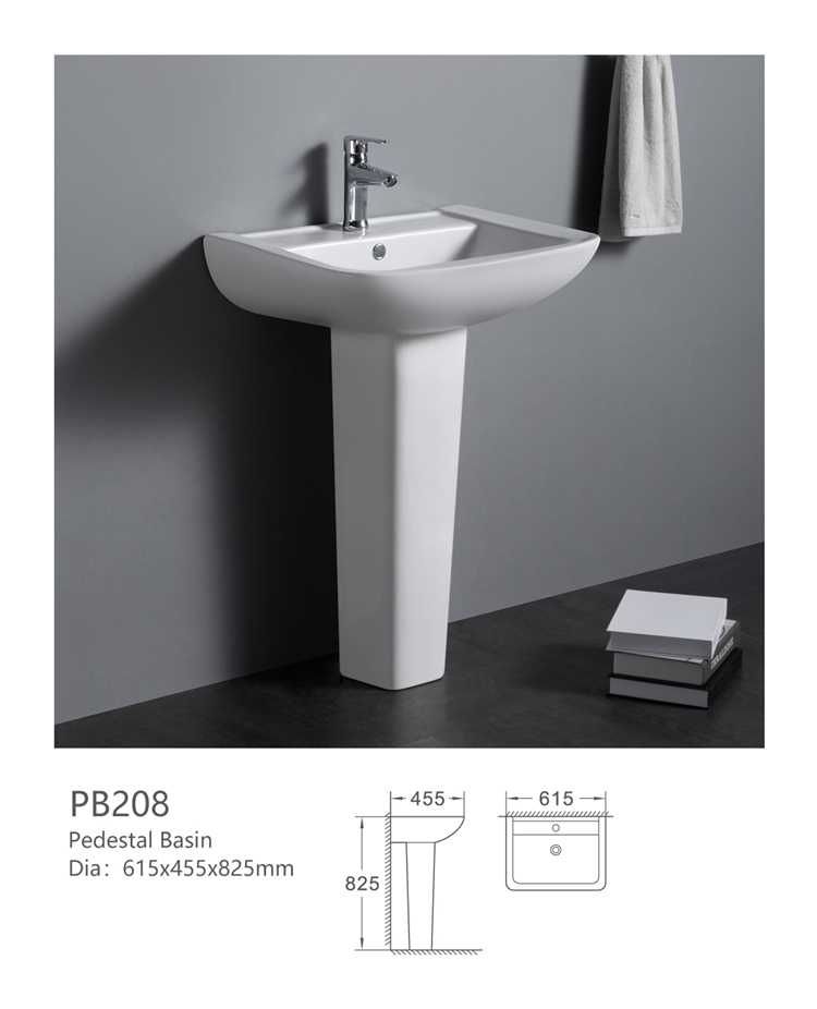 PB208 Cheap prices home hotel used bathroom sink ceramic wash basin with stand