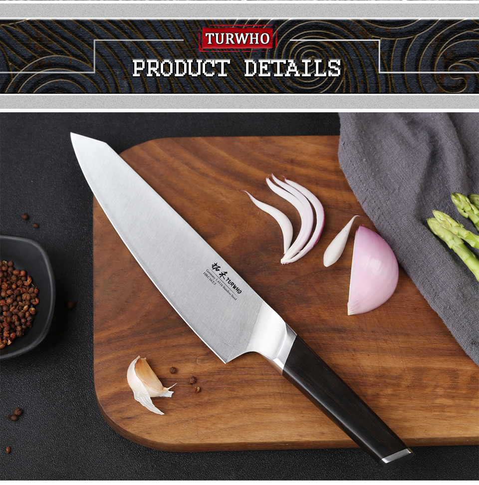 TURWHO 8 Inch German Steel 1.4116 Stainless Kitchen Chef Knife