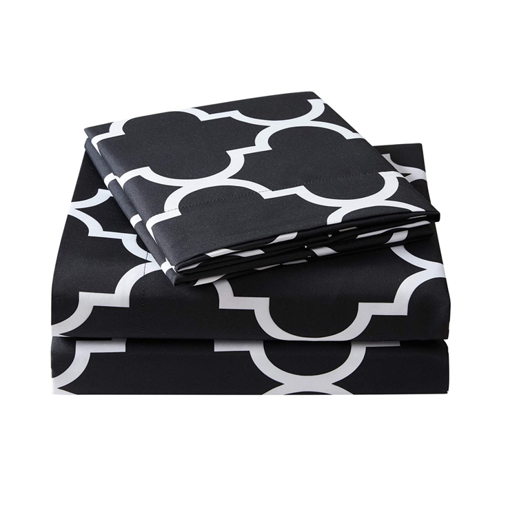 Wholesale Durable Printed Hotel Queen Size Luxury Microfiber  Bed Sheet Set Bedding Set
