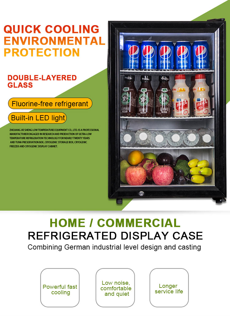80L color injected beverage can refrigerated showcase countertop display fridge