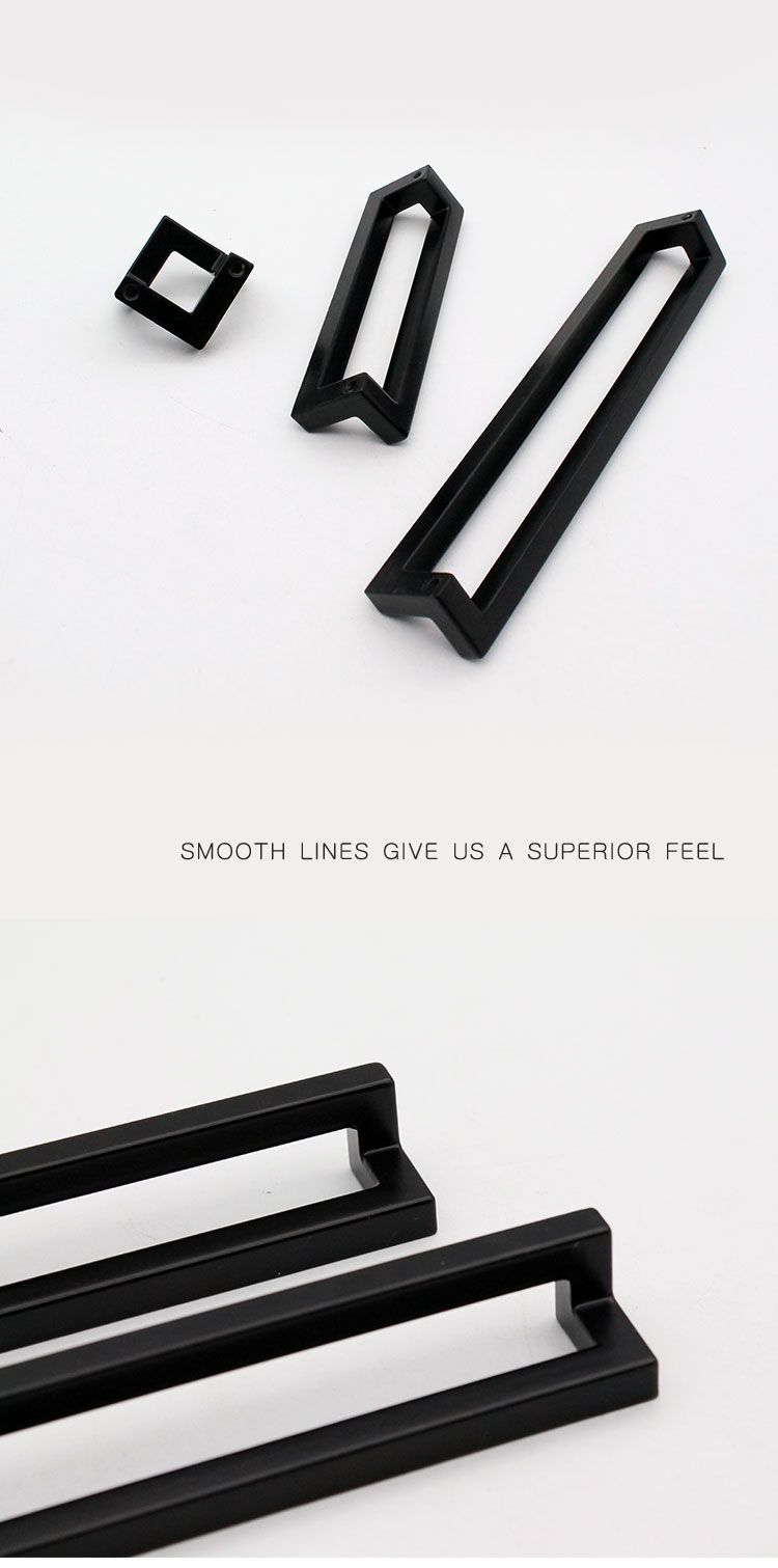 L Shape 128mm Zinc Alloy Black Square Kitchen Drawer Cabinet Handle, New Design Modern Living Room simple knobs//