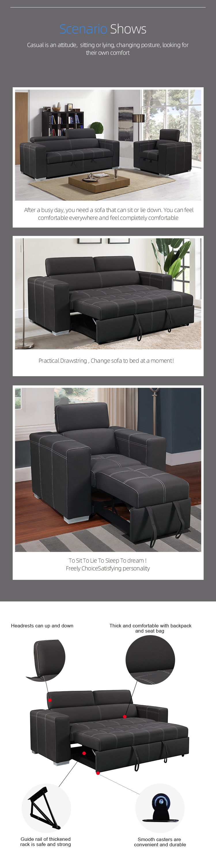 Ingleside 1P modular homes room furniture sleeper sofa bed single