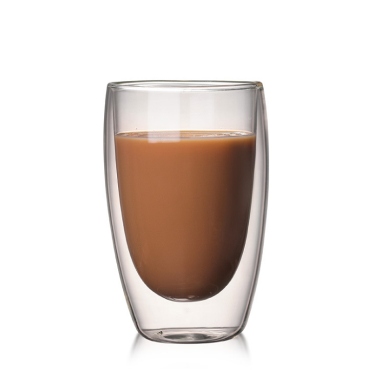 250ml 350ml 450ml Double Wall glass cup with  Lid
