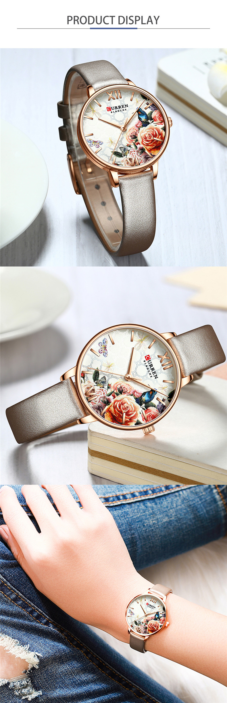 CURREN – montre-Bracelet en acier inoxydable pour femme, fleur, horloge à Quartz, décontracté, nouvelle collection 9060