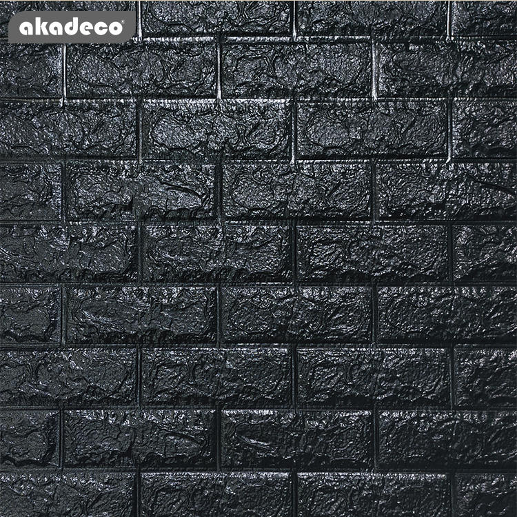 Best price classic black color home decoration peel and stick brick foam wallpaper 3d wall stickers