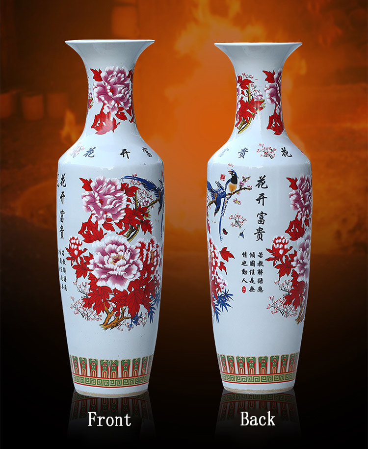 Made in china white flower design ceramic hotel office large vase decorative floor vase