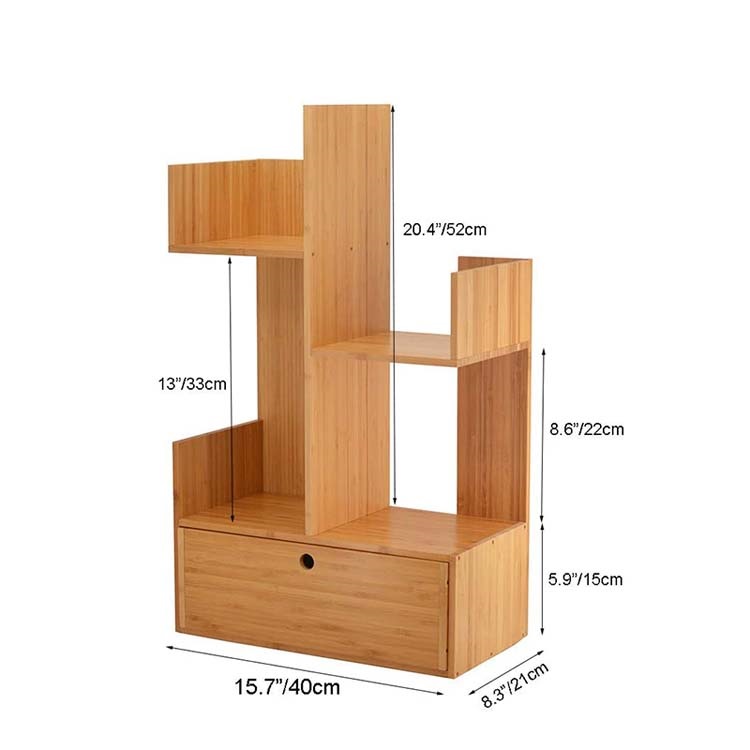 Natural Bamboo Office Desk Book File Pen Storage Organizer Desktop Office file holder Wood book shelf Display Rack bam bookshelf