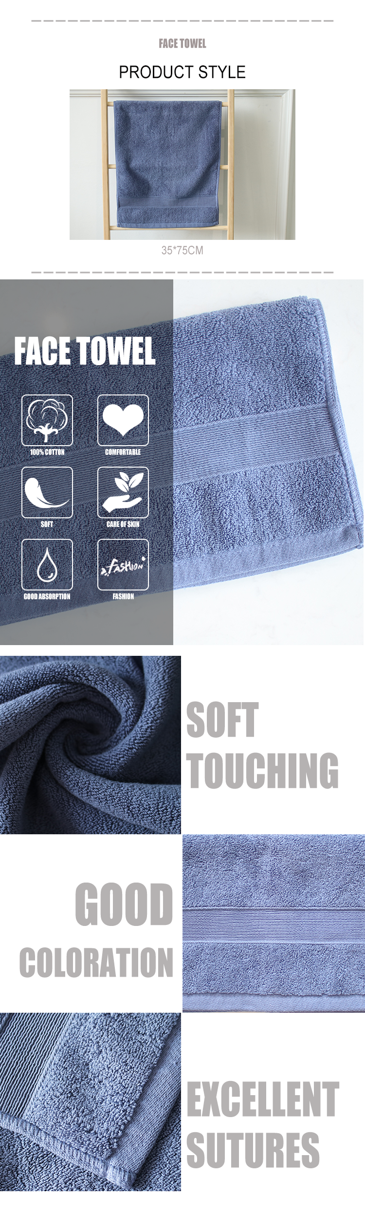 Morden Luxury Factory Outlet 100% Organic Cotton Dobby Cleaning Satin Cloth Face Towel