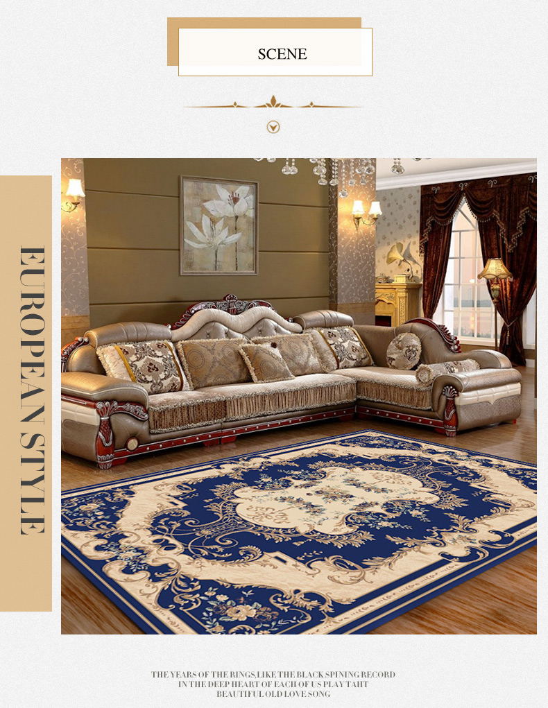 Light Luxury European Romantic Black Red 100% Polyester Non Slip Bottom Bedroom Living Room Carpet