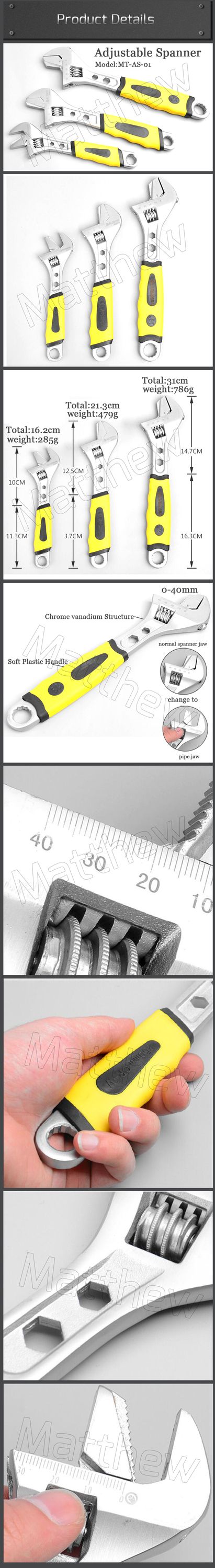 Multi-Function Chrome Vanadium Hand Tool Wrench Spanner for Auto Repair