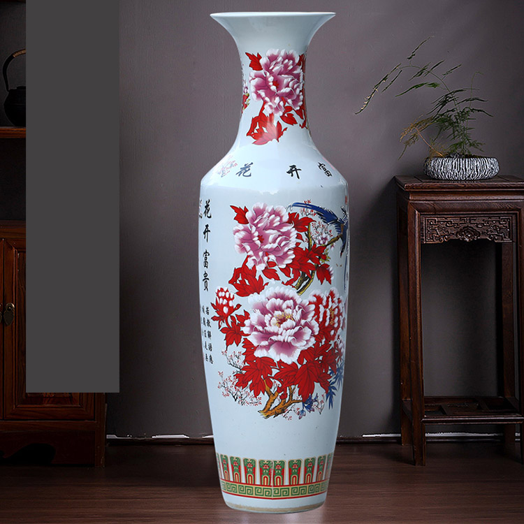 Made in china white flower design ceramic hotel office large vase decorative floor vase