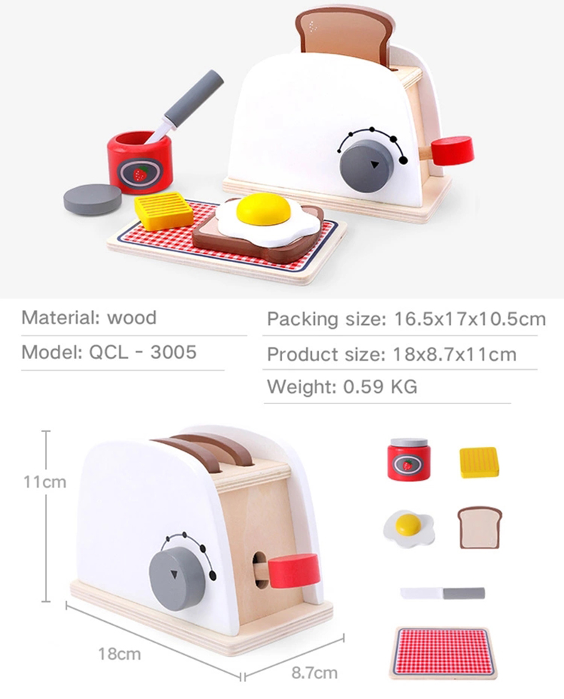 Wooden Happy kitchen toy set custom kids brinquedos bread maker  wooden toaster toy Educational Toys
