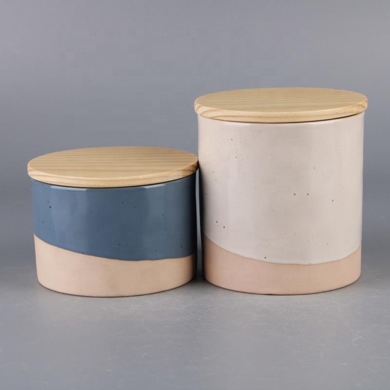 wholesale cheap custom green  coffee bean candy sugar big container tea canister ceramic food storage jar with wooden lid