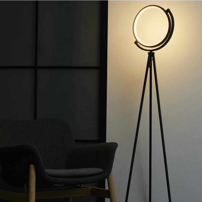 Fashion decorative home round floor light aluminum tripod modern dimmable led floor lamp