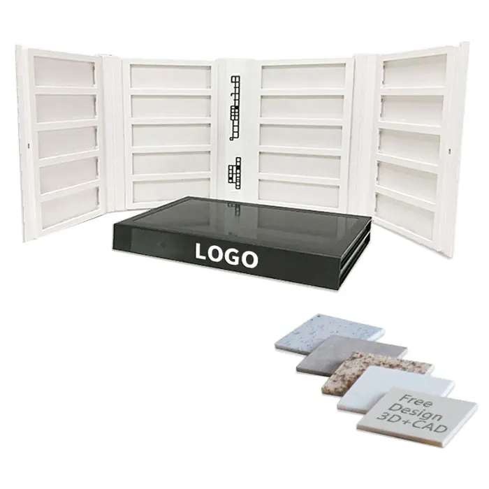 Aluminum Case Let Fabric Holder Tex Tile Cover Plastic Sample Product Catalogue Display Stone Sample Book