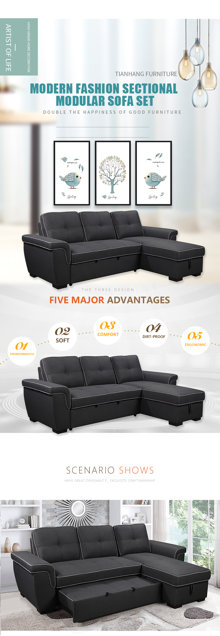 Wholesale Quality Assured New Fashion Sofa Modern living room sofa