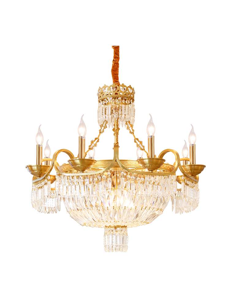 Living room copper chandeliers gold color with K9 crystal copper ceiling chandelier for decoration