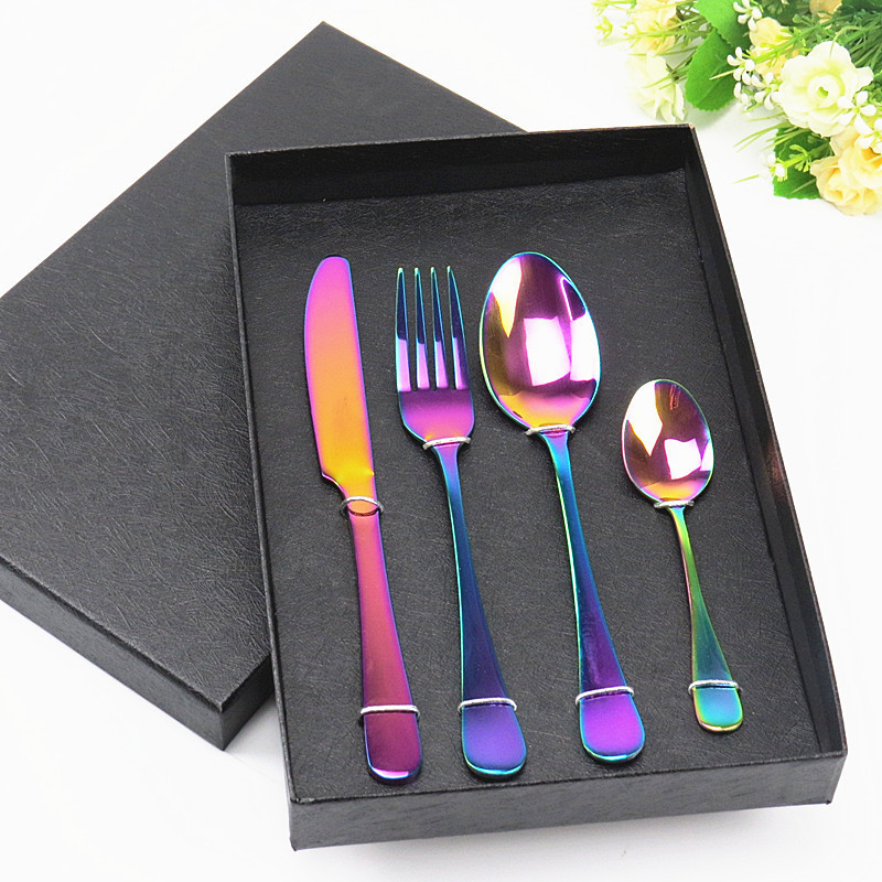 Colorful Cutlery Flatware Set Rainbow PVD Coating Amazon Hot Sale Gift Set