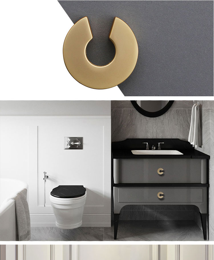 Wholesale Simple Design Kitchen Cabinet Dresser Zinc Alloy Door Pull Knob Furniture Brushed Brass Circle Handle