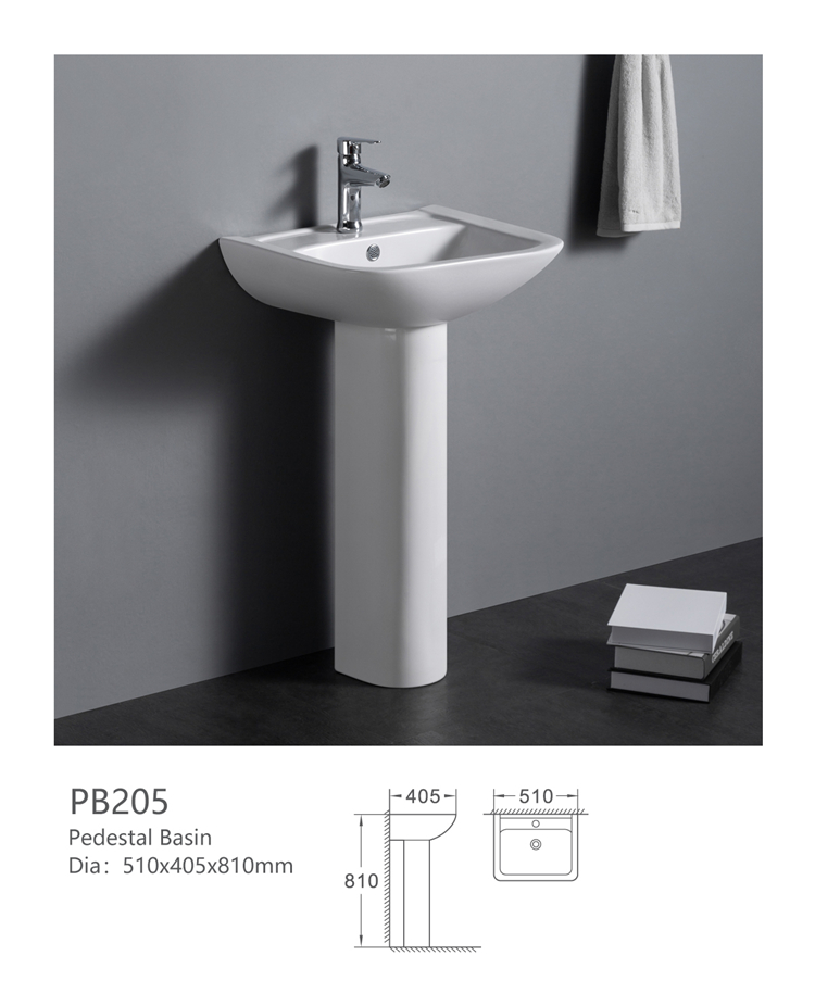 PB205 OEM welcome china sanitary ware cheap porcelain pedestal face hand wash basin