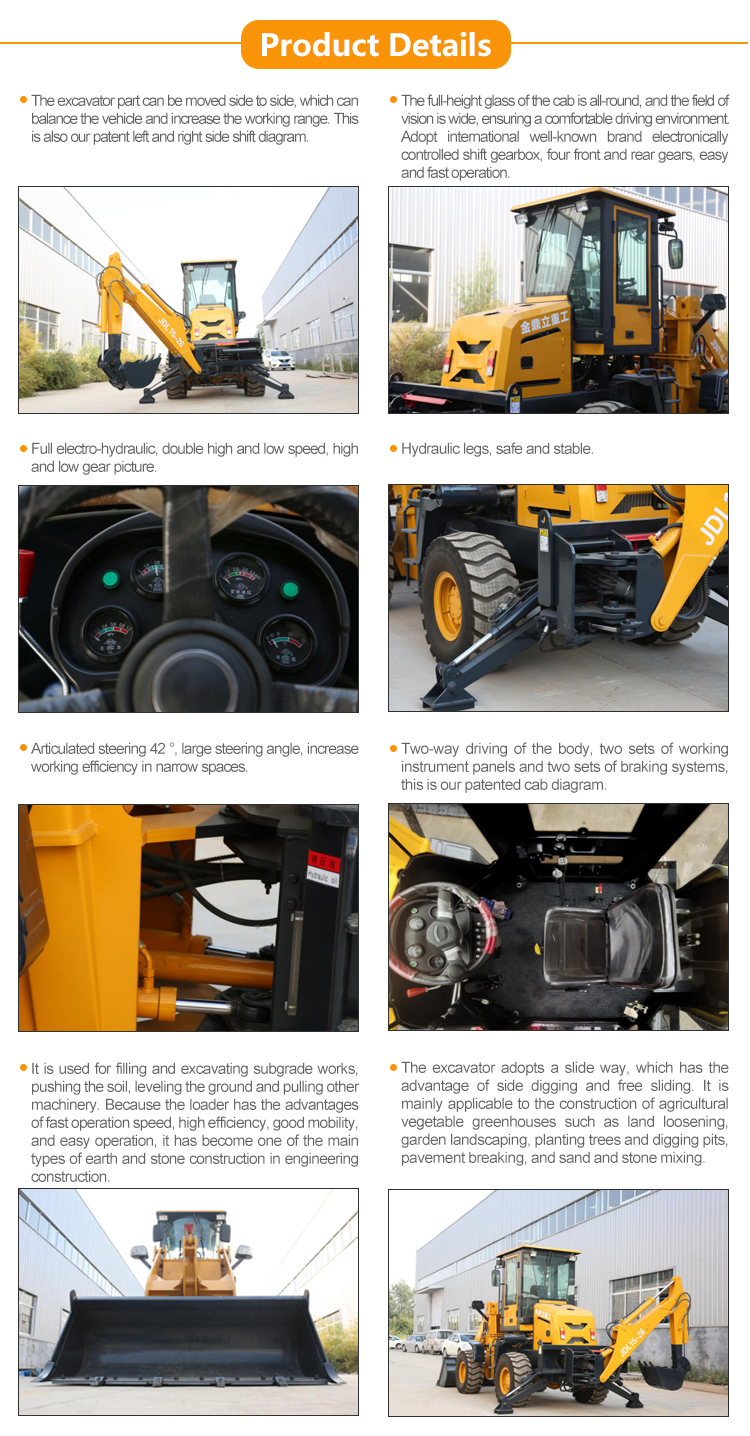China Shanding JDY30W mini tractor backhoe loader tractor with front end loader and backhoe