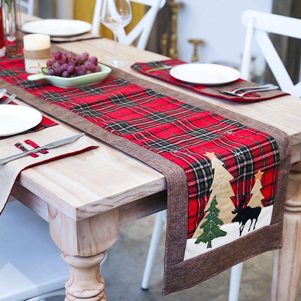 Wholesale  embroidered table runner christmas in red