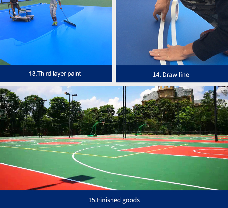 Outdoor Paint SPU Flooring Material 8mm Thickness For Basketball Court 2