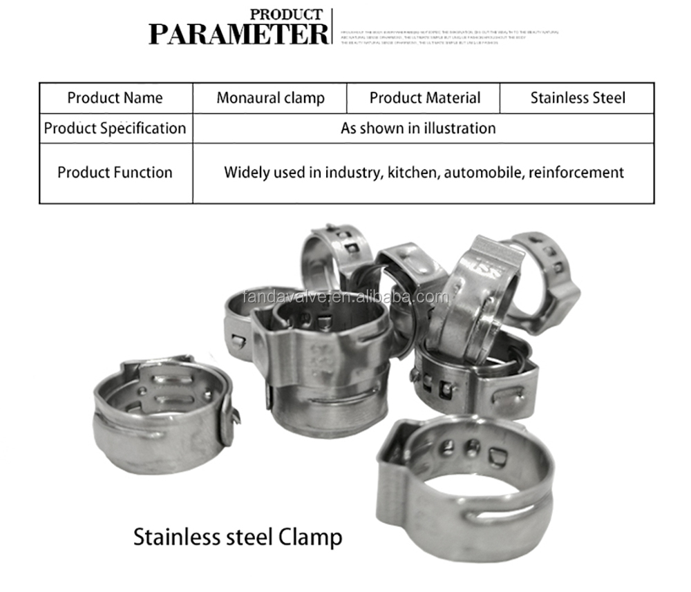 TWELVETAP Single Ear Pipe Clamp High Quality 304 Stainless Steel 304 Single Ear Hose Clamps Assortment Kit Single Pipe Accessory