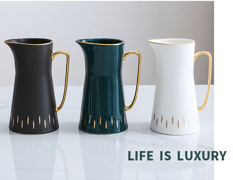 European Style Color Glaze Gold Line Afternoon Tea Black Tea Scented Tea Coffee Pot Set
