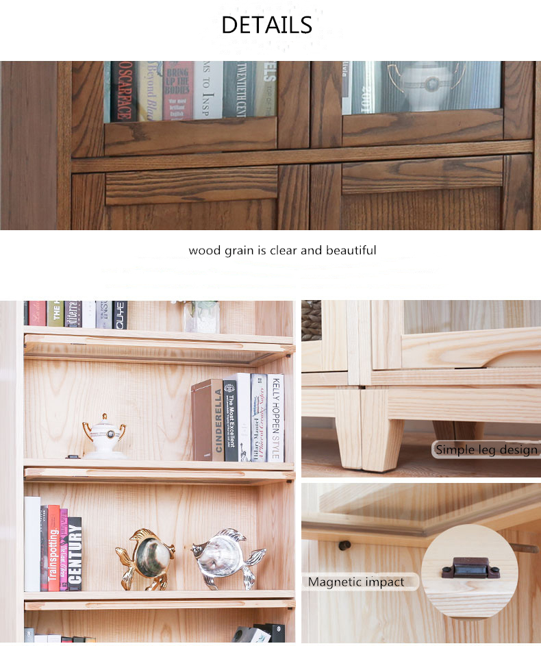 high quality solid wood for office and home bookcase bookshelf with door