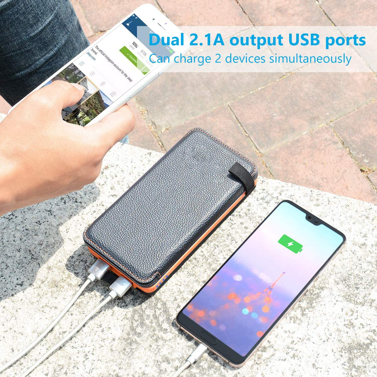 8000mAh 5V Waterproof Portable Solar Charger Solar Phone Charger Camping 7