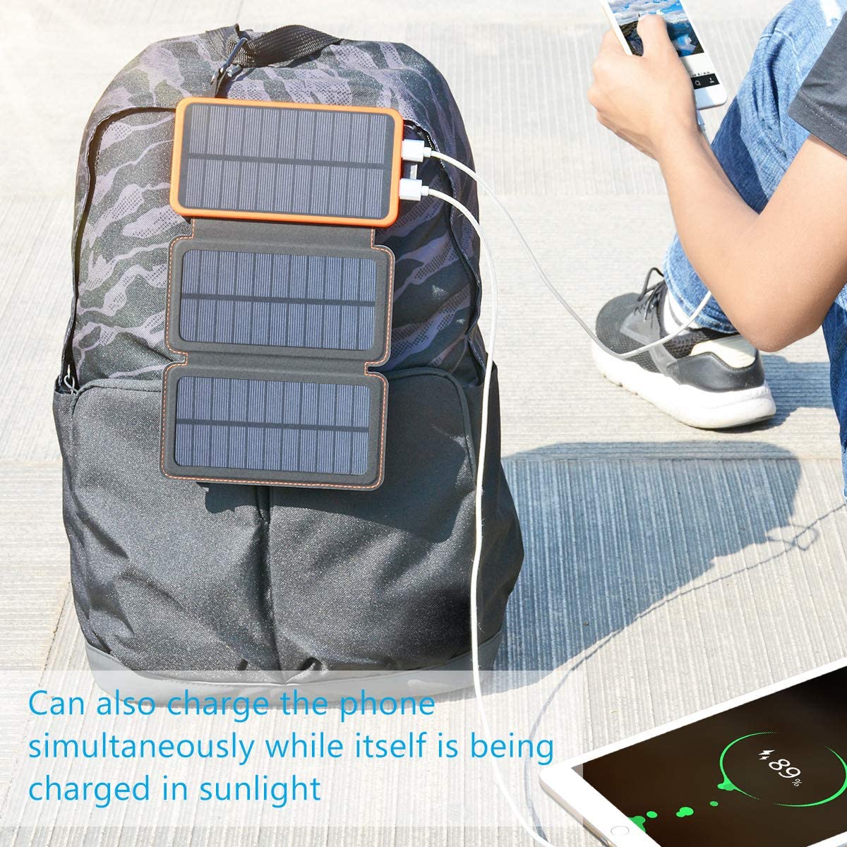 8000mAh 5V Waterproof Portable Solar Charger Solar Phone Charger Camping 8