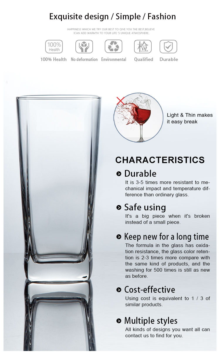 Hotel Clear Cups Restaurant Party Water Juice Tea Coffee Clear Glass Mug