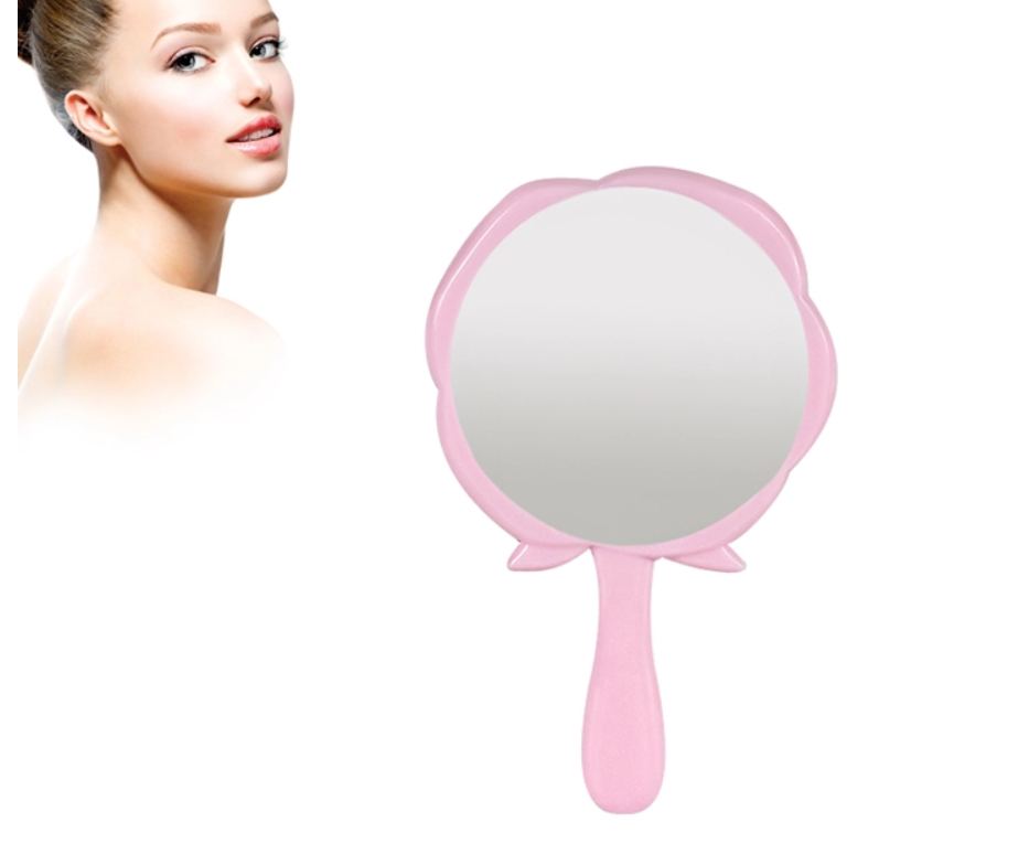 Rose Flower Shape Single Side Plastic Mini Handheld Makeup Cosmetic Mirror For Gifts