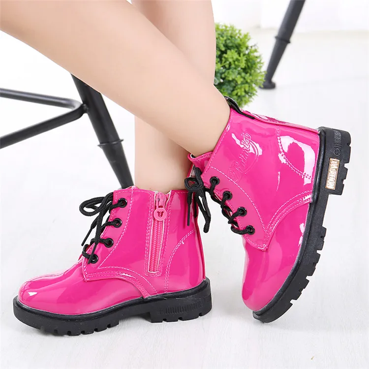 Children Shoes Martin Boots Waterproof Winter PU Leather Boys Girls Boot Kids Sneakers Casual Shoes