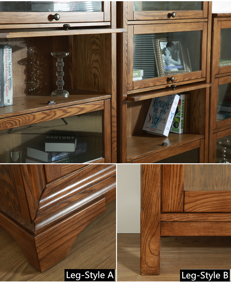 high quality solid wood household and office bookcase bookshelf with door