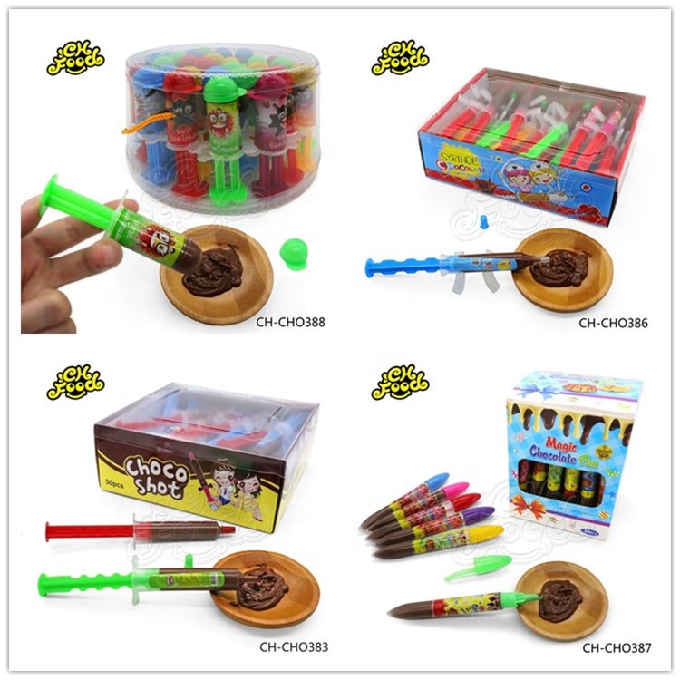 Halal Hat people shape Needle syringe toys with chocolate cream