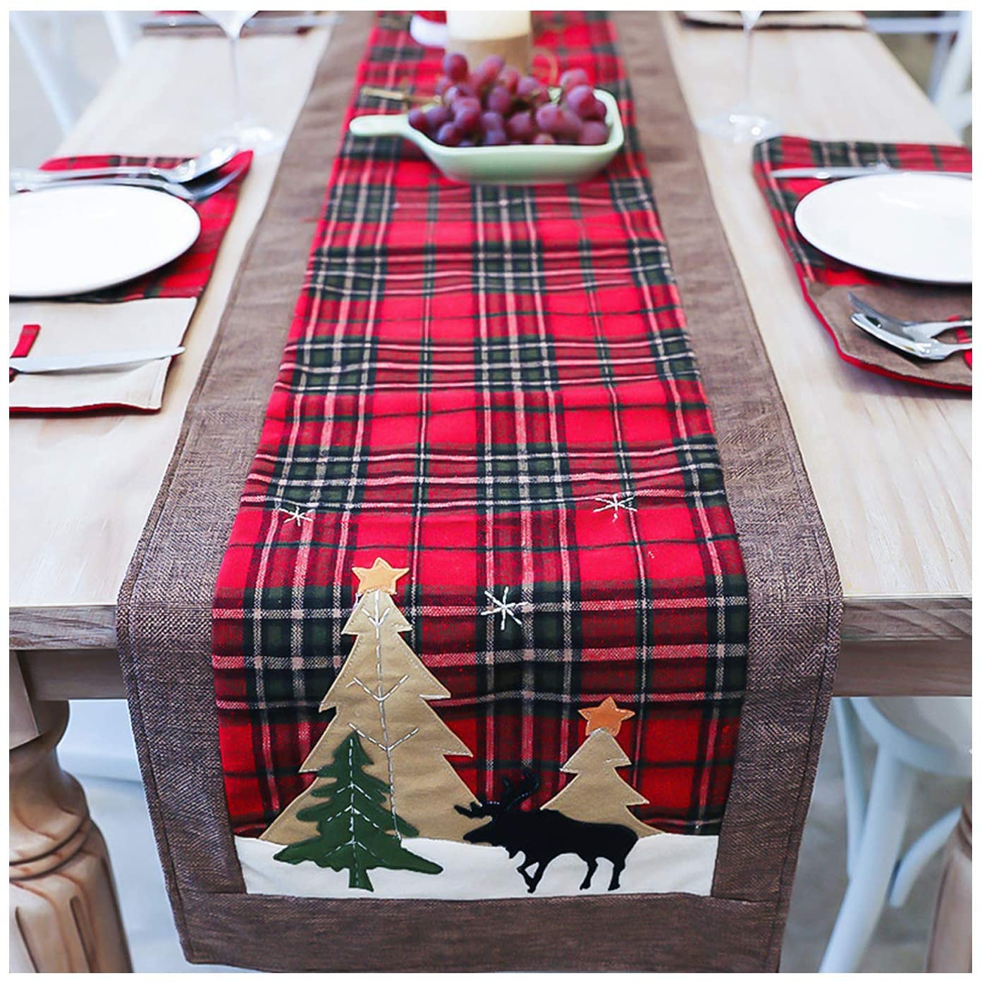 Wholesale  embroidered table runner christmas in red