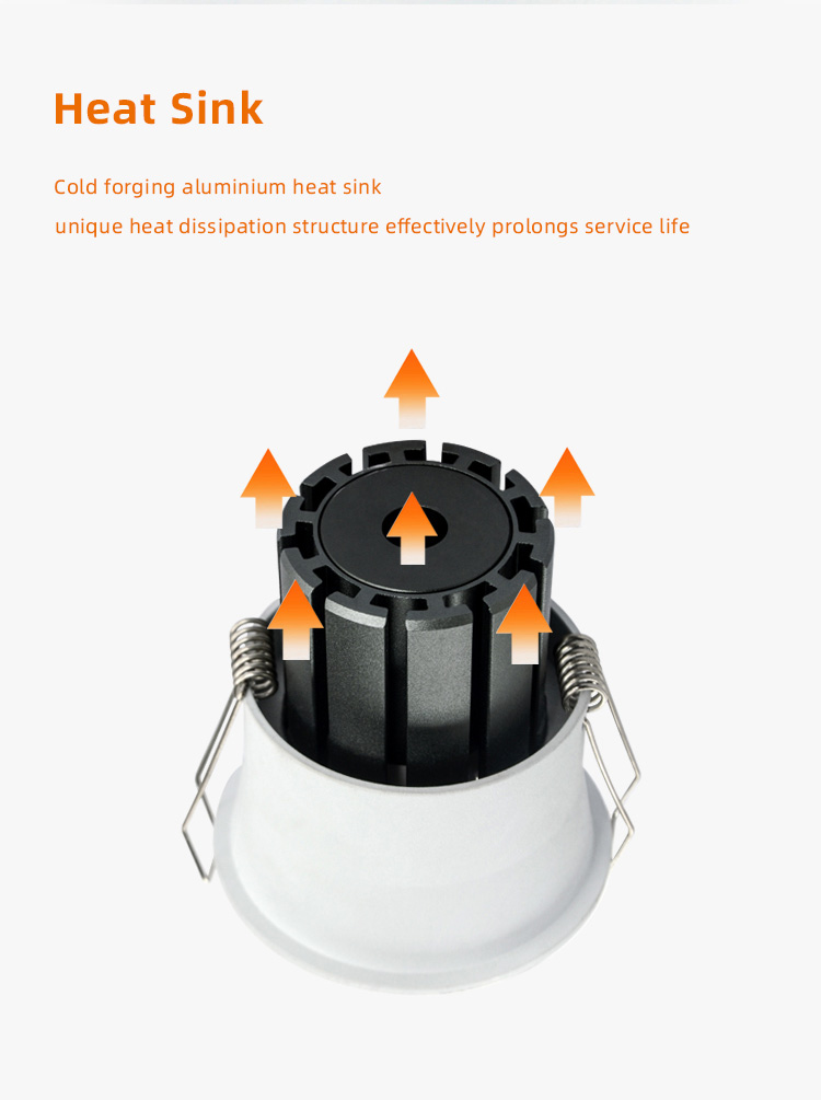 Black White 7w Cob Dimmable Recessed Light Cct Adjustable Round Downlights Mini Led Downlight