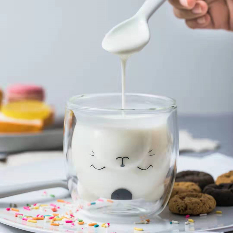 Little Bear Creativity Food Grade Double Wall Glass Cup For Kids