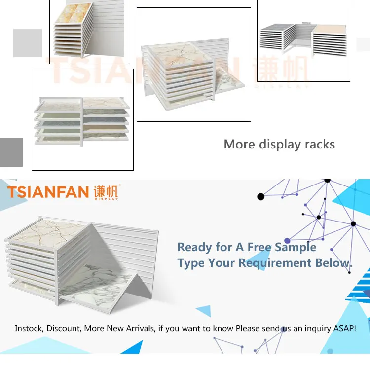 Hot Sale Customized Reclining Ceramic Stand Tile Rack Floor Tiles Racks Table Marble Ceramic Display Stands