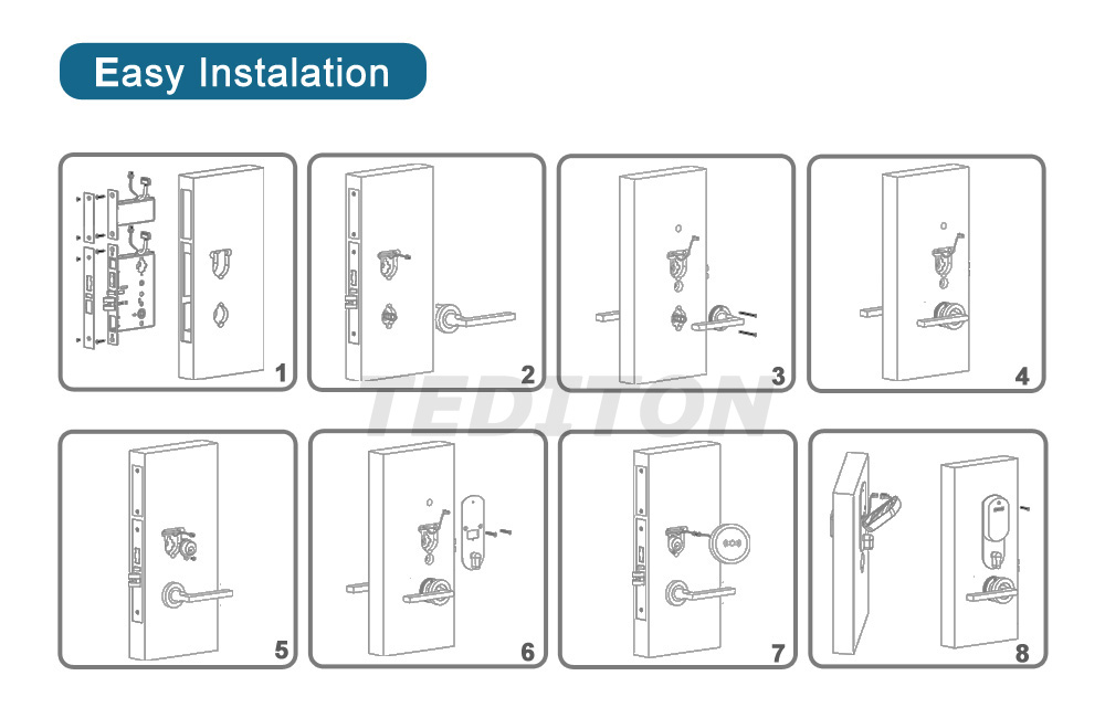 304 SS Split Lock Hotel RFID Card Hotel Lock System With Easy Hotel Card Lock Management Software