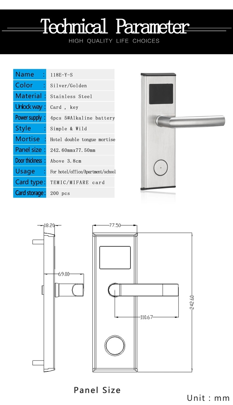 Keyless Electronic Rfid Hotel Door Lock Room Card Lock System with Hotel System