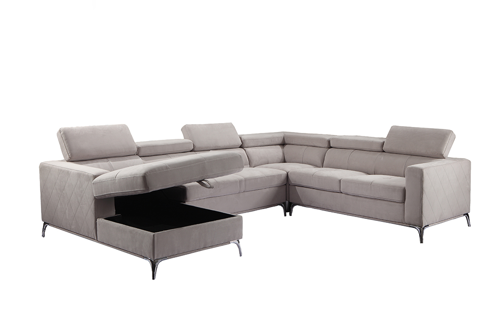 Modern Living room sofa fabric sectional sofa couch with headrest and storage