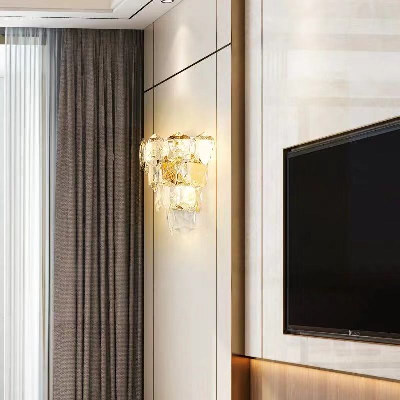 Modern Crystal Wall Sconce with Two Lights at Destination Lighting for living room bedroom