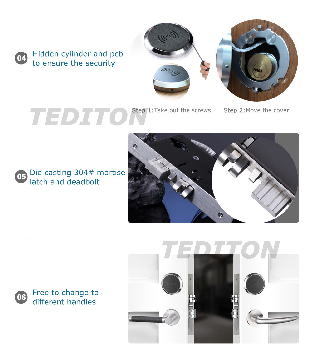 304 SS Split Lock Hotel RFID Card Hotel Lock System With Easy Hotel Card Lock Management Software